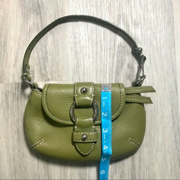 Banana Republic Olive Grass Green Leather Wristlet Clutch Mini Purse - Picture 6 of 14